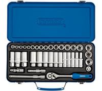 Draper 16367 Square Drive Metric Socket 37 Pieces Set, 3/8" Length , Blue