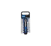 Draper 16373 Square Drive Combined MM/AF Socket and Ratchet 22 Pieces Set, 3/8" Length , Blue