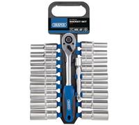 Draper 16377 1/2" Sq. Dr. Combined MM/AF Deep Socket and Ratchet Set (20 Piece)