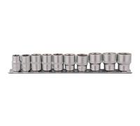 Draper 16400 Square Drive Socket 10 Pieces Set on Metal Rail, 3/8" Length