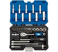 Draper 16444 1/4-Inch Square Drive Metric Socket 30 Piece Set , Blue