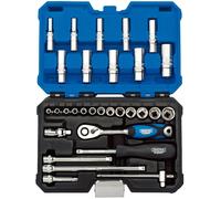 Draper 16444 1/4-Inch Square Drive Metric Socket 30 Piece Set , Blue