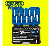 Draper 16444 1/4-Inch Square Drive Metric Socket 30 Piece Set , Blue