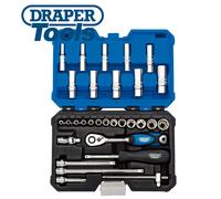Draper 16444 1/4-Inch Square Drive Metric Socket 30 Piece Set , Blue