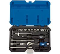 Draper 16445 1/4-Inch Square Drive Combined mm/AF Socket 40 Piece Set, Blue
