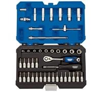 Draper Socket Set 16446 1/4-Inch Square Drive, Metric 44-Piece, Silver