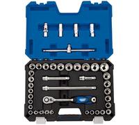 Draper 16453 1/2-Inch Square Drive Combined MM/AF Micro Satin Chrome 41 Piece Socket Set , Blue