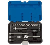 Draper 16464 1/4-Inch Square Drive Combined mm/AF Socket 40 Piece Set , Blue