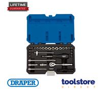Draper Socket Set 16464 - 1/4" Square Drive, 40-Piece Metric & Imperial, Blue