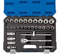 Draper 16466 1/2-Inch Square Drive Metric Polished Chrome 30 Piece Socket Set