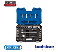 Draper Socket Set 16467 1/2-Inch Square Drive 41-Piece Polished Chrome Blue