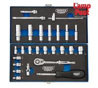 Draper Socket Set 16476 – 1/4-Inch Square Drive Metric, 26-Piece, Blue