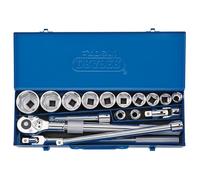 Draper 16486 3/4" Square Drive Metric Socket 17 Piece Set in Metal Case