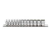 Draper Socket Set 16487 - 1/4-Inch Square Drive Metric, 13-Piece on Metal Rail
