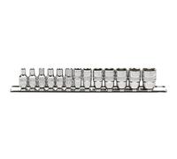 Draper Socket Set 16487 - 1/4-Inch Square Drive Metric, 13-Piece on Metal Rail