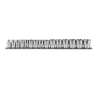 Draper 16492 3/8-Inch Square Drive Metric Socket 15 Piece Set On Metal Rail , Blue