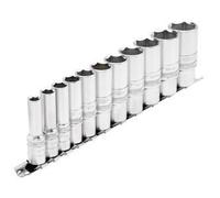 Draper 16495 Expert Expert Imperial Deep Socket Set on a Metal Rail, 3/8 Sq. Dr.