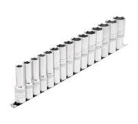 Draper Deep Socket Set 16499 1/2-Inch Square Drive Imperial 15-Piece on Rail