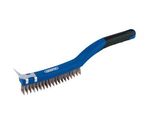 Draper 17180 3 Row Stainless Steel Wire Scratch Brush With Scraper 350Mm each