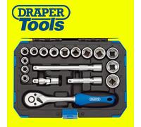 Draper Expert 18 Piece Metric Socket Set | Ratchet Tool and Case | 3/8" Square Drive | HI-TORQ MM/AF Sockets | DIY Home Professional and Car Kit |Hand Tools | 16359