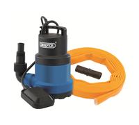 Draper 191L CW SUB PUMP/LAY FLAT HOSE 12429 12429 Submersible Clean Water Pump with Float Switch and Layflat Hose, 191L/min, 550W