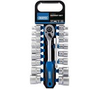 Draper 19Pc Metric Socket & Ratchet Set 1/2" Drive Chrome Vanadium Soft Grip Case