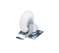 Draper 1x 100mm Diam Swivel Plate Fixing Nylon Wheel with Brake - S.W.L. 125kg