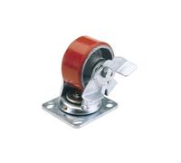 Draper 1x 100mm Diam Swivel Plate Fixing Polyurethane Wheel & Brake S.W.L. 250kg