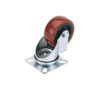Draper 1x 100mm Diam Swivel Plate Fixing Polyurethane Wheel - S.W.L. 125kg Tool