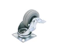 Draper 1x 100mm Diam Swivel Plate Fixing Rubber Castor with Brake - S.W.L 80kg