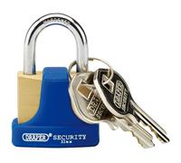 Draper 64164 Solid Brass Padlock And 2 Keys With Hardened Steel Shackle And Bumper 32Mm each