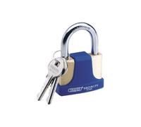 Draper 64166 52mm Solid Brass Padlock With Hardened Steel Shackle & 2 Keys
