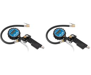 Draper 20bar Pistol-Grip Digital Tyre Inflator | 1/4 Inch BSP Male Adaptor | 65 mm Gauge | Clip-On Connector |300psi Air Tool | 91313 (Pack of 2)