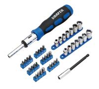 Draper Ratchet Screwdriver Socket And Bit Set 1/4in Sq. Dr. (40 Piece) Pk 1 21010