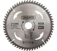 Draper 21588 TCT Circular Saw Blade for Wood, 185 x 25.4mm, 60T