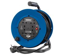 Draper 230V Heavy Duty Industrial Four Socket Cable Reel, 25m