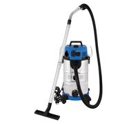 Draper 230V M-Class Industrial Wet & Dry Vacuum Cleaner & Dust Extractor - 35l with Power Take-Off -1500W High Suction - Anti-Static Hose, Auto Filter Clean & LED Airflow Indicator