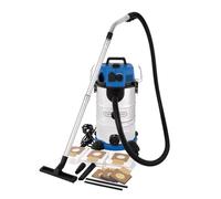 Draper 230V M-Class Industrial Wet & Dry Vacuum Cleaner & Dust Extractor - 35l with Power Take-Off -1500W High Suction - Anti-Static Hose, Auto Filter Clean & LED Airflow Indicator