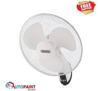 Draper 70975 230V Oscillating Wall Mounted Fan With Remote Control 16in/400Mm 3 Speed each 1
