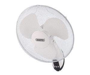 Draper 230V Oscillating Wall Mounted Fan with Remote Control, 16"/400mm, 3 Speed