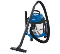 Draper 230V Wet And Dry Vacuum Cleaner, 15L, 1250W, Stainless Steel Tank, Blower