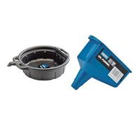 Draper 23258 Fluid Drain Pan, 16L, 450mm Ø, Black & 30910 Oil Funnel, Blue, One Size