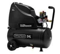 Draper 24L Direct Drive Oil-Free Air Compressor 1.1Kw 1.5Hp Portable Wheels Handle