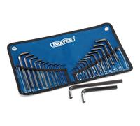 Draper 33892 Metric/Imperial Combined Hexagon Allen Key Set in Tool Roll, 25 Pieces , Blue