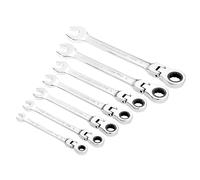 Draper 25396 Hi-Torq Metric Ratcheting Combination Spanner Set with Flexible Head, Blue, 7 Pcs