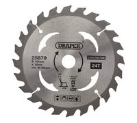 Draper 25879 TCT Cordless Construction Circular Saw Blade for Wood & Composites, 165 x 20mm, 24T