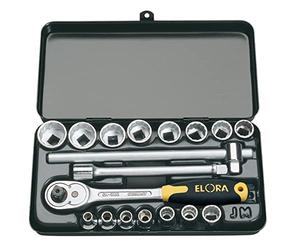 Draper 25932 Elora Metric Socket Set, 3/8" Square Drive, Blue, 18 Pcs