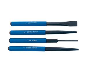 Draper 26559 Parallel/Taper Pin and Centre Punch Cold Chisel Set, 4 Pieces , Blue