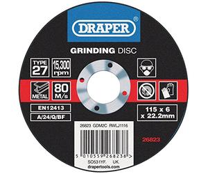 Draper 26823 grinding disc with depressed centre bore (115 x 6 x 22.2mm)