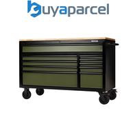 Draper 27221 Bunker 10 Drawer Workbench Roller Tool Cabinet, 56", Green